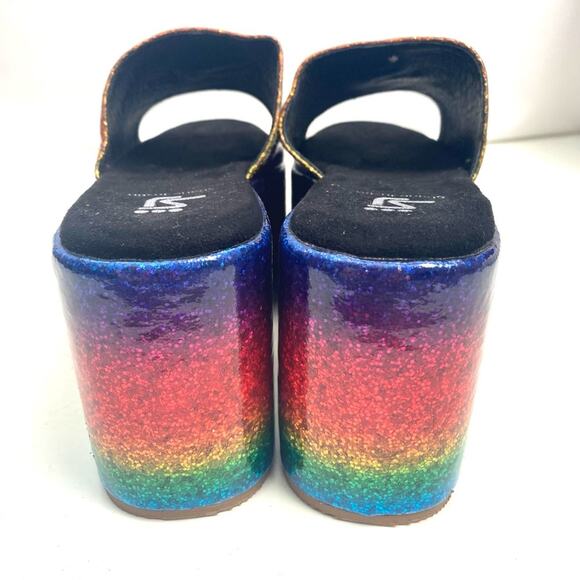 Shane Justin Rainbow Platform Glitter Sandals Size 39/ US 8.5 - Picture 6 of 9